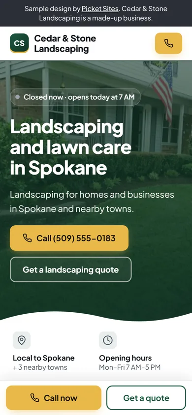 Phone view of the landscaping sample site